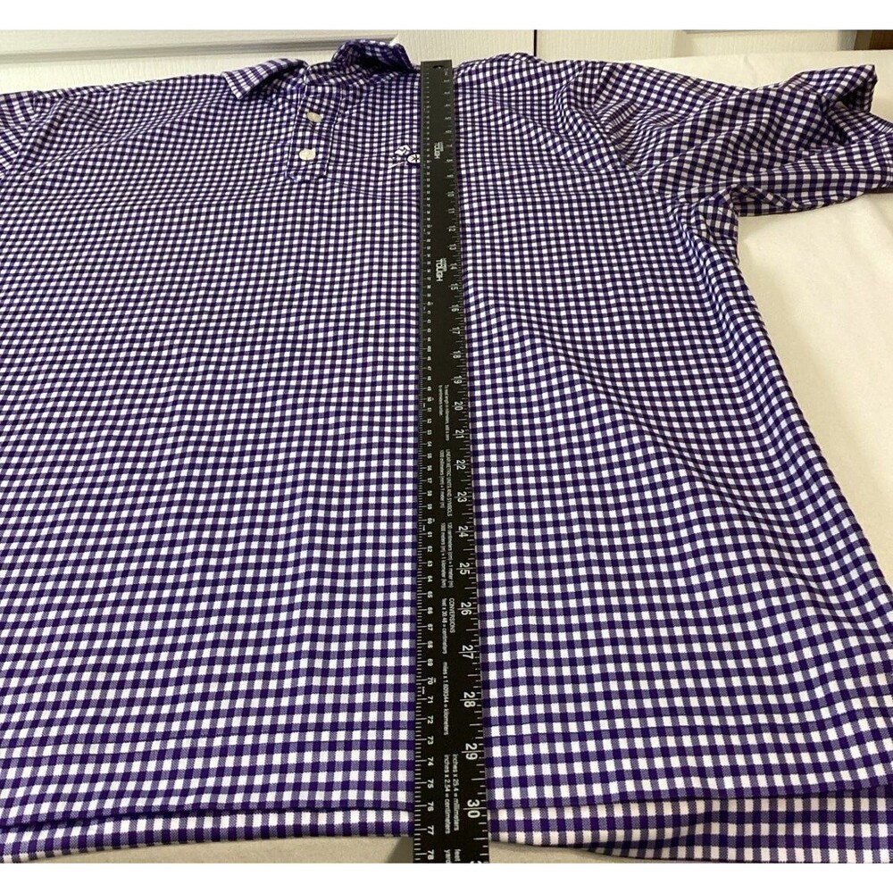 FootJoy Polo Shirt Men’s Size L Color Purple White Checkered Embroidered Golf - Picture 7 of 7
